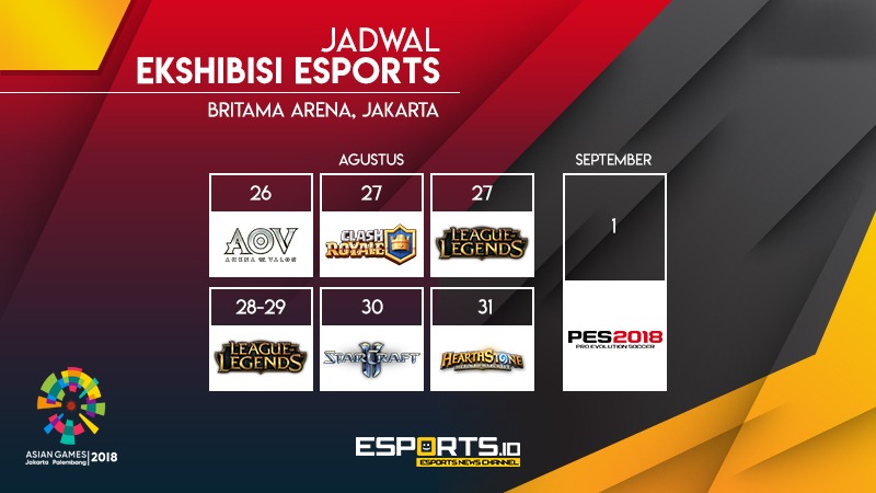 Catat Tanggalnya, Ini Jadwal Tanding Setiap Cabang eSports di AG 2018