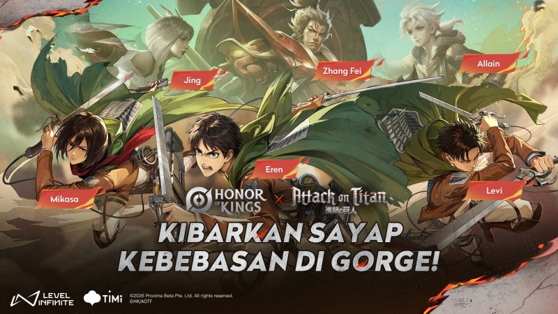 Honor of Kings Umumkan Kolaborasi Epik dengan Attack on Titan, Hadirkan Karakter Ikonik dan Event Spesial
