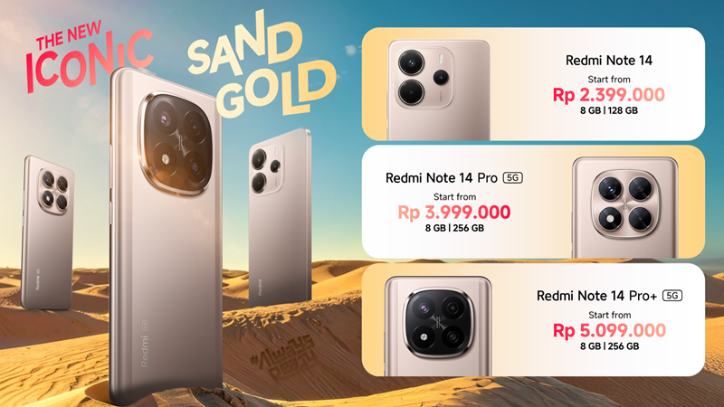 Redmi Note 14 Series Hadir dengan Warna Baru Sand Gold dan Turun Harga!