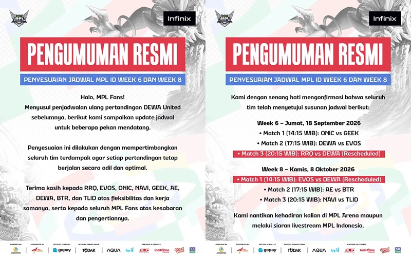 Jadwal Dewa United Esports